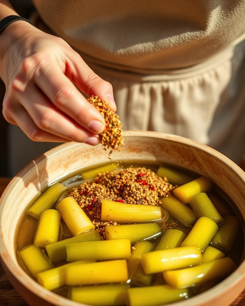 Mixing spices by hand